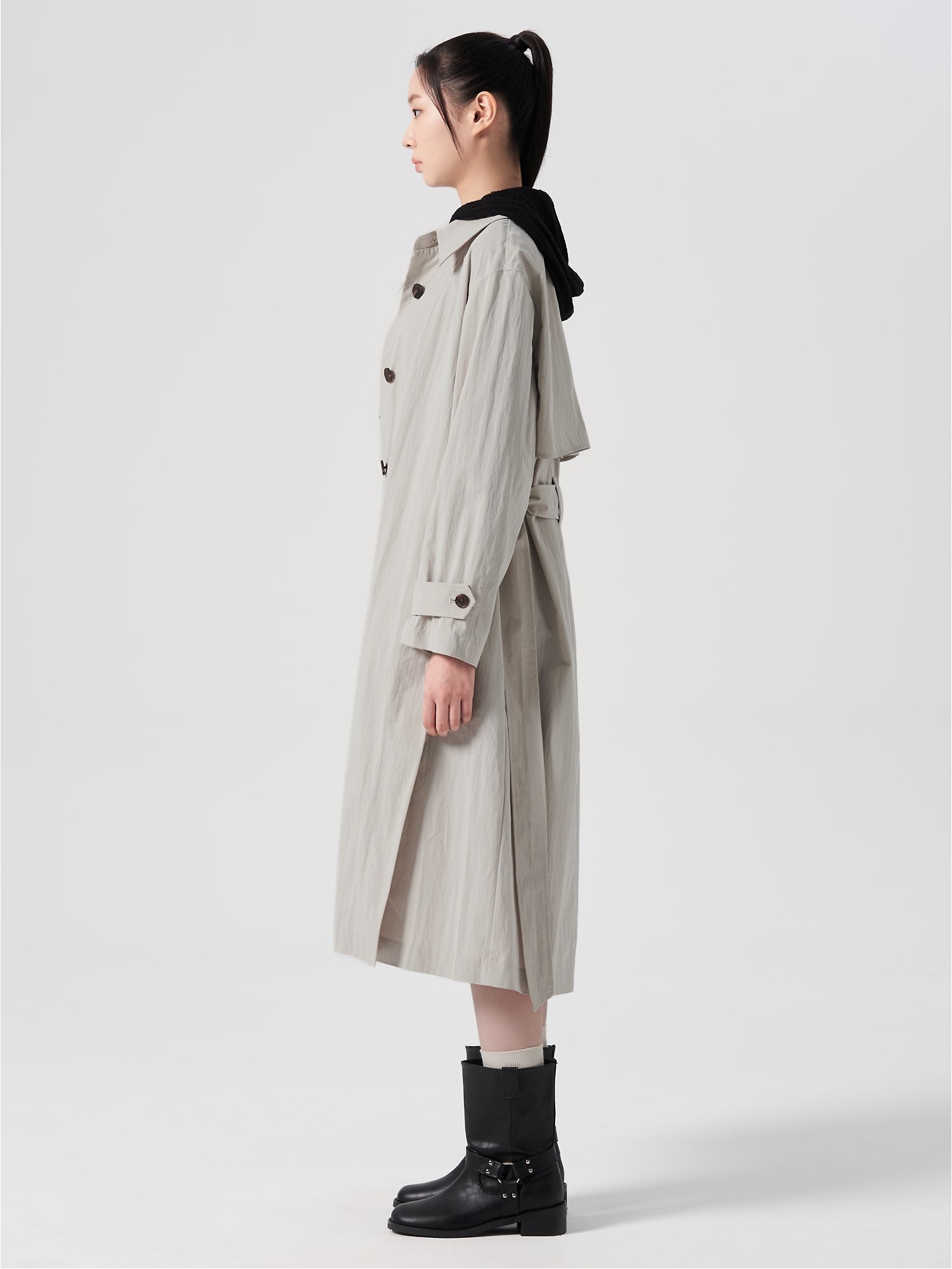 Seconds Sleeve Coloration Trench Coat Beige Trench Coats For Women