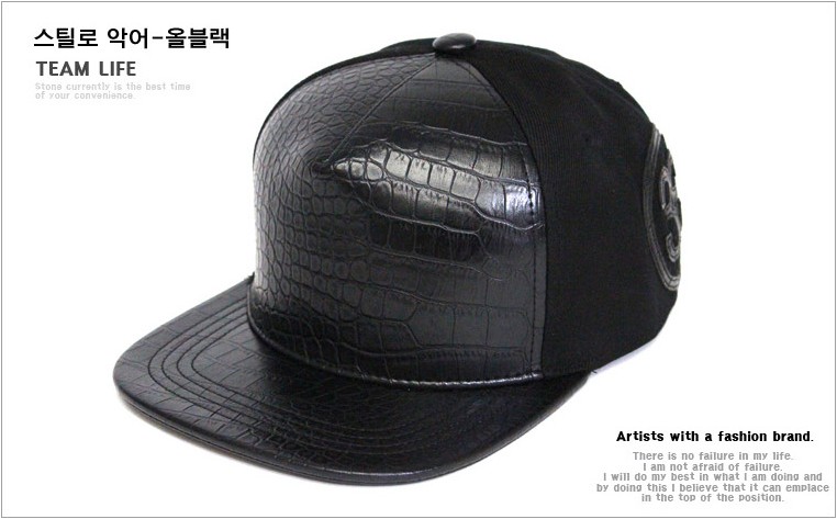 Buy Korean Fashion Men Black Leather Hip-hop Cap Baseball Cap Hat