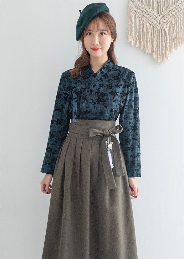 S Hanbok Hanbok Skirt (W-S11-LO-GRE) | Modern Hanbok for Women | KOODING