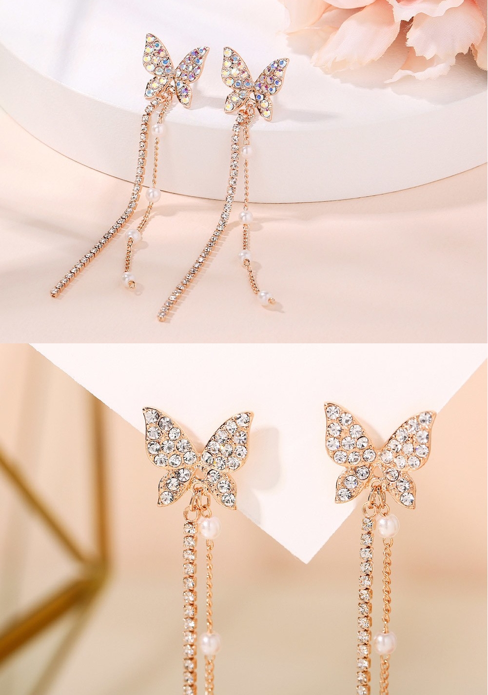 SOO & SOO Pearl Flying Butterfly Drop Long Earrings | Earrings for ...