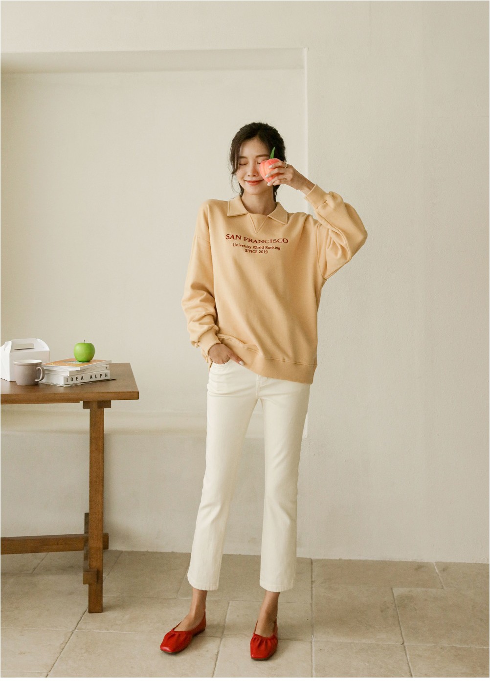 JUSTONE Sand Cotton Print Collar Sweatshirt | Sweatshirts & Hoodies for ...