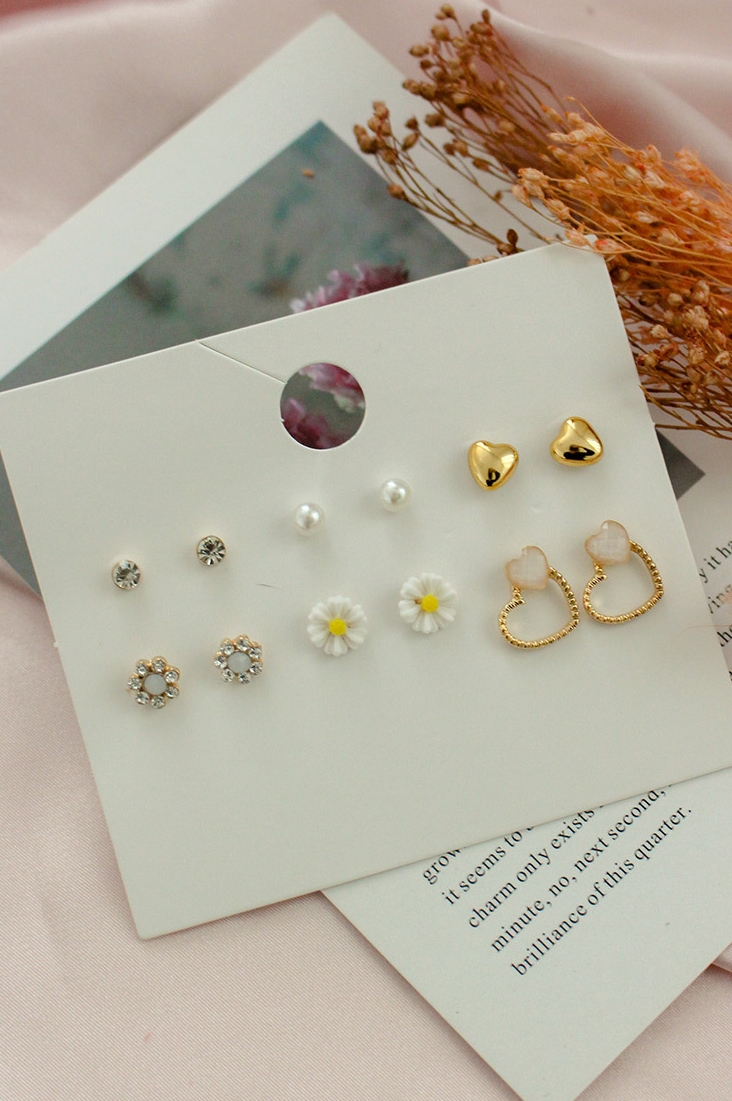 jury Simple Flower Basic Earring Set, Earrings for Women