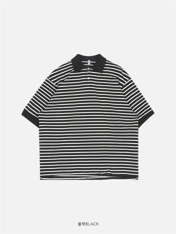 FLYDAY Grip Oversized Striped Collar Tee Shirt | Polos for Men | KOODING