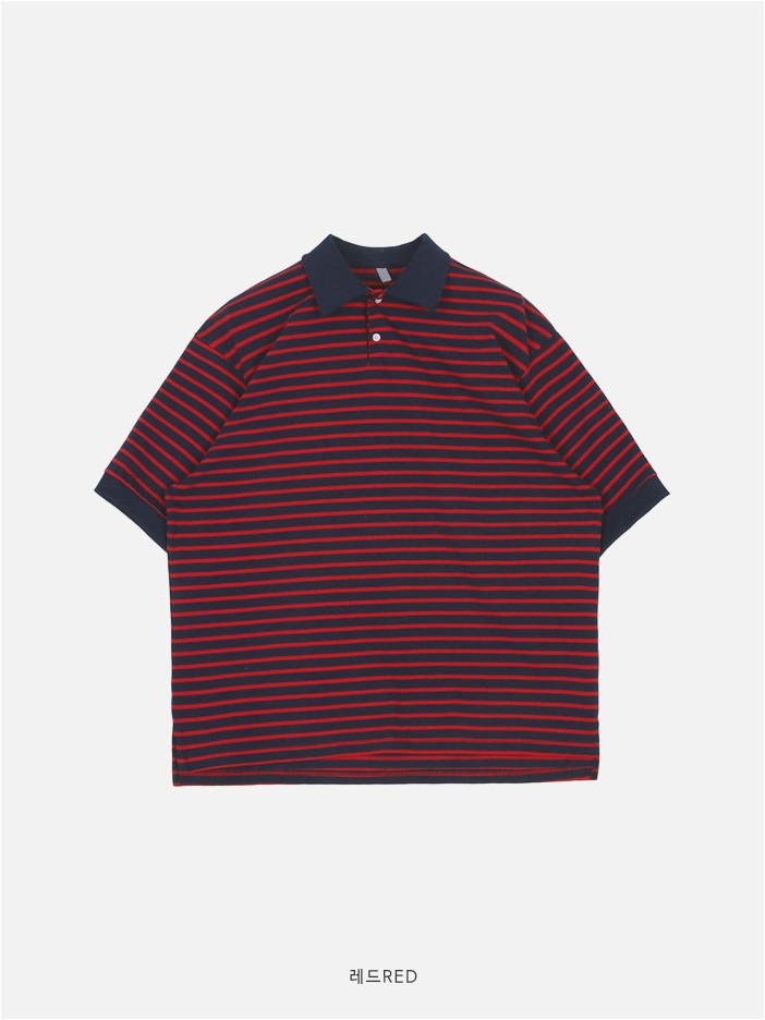 FLYDAY Grip Oversized Striped Collar Tee Shirt | Polos for Men | KOODING