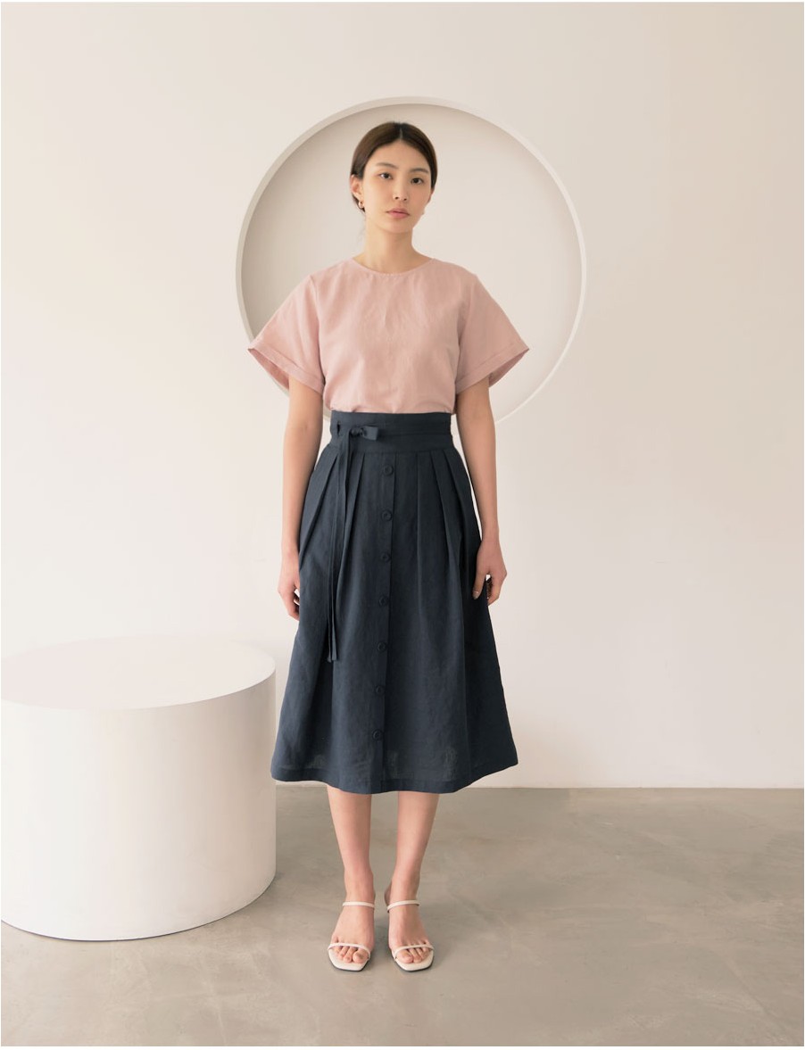 TETEROT SALON Hanbok Doremi Long Skirt Navy | Skirts for Women | KOODING