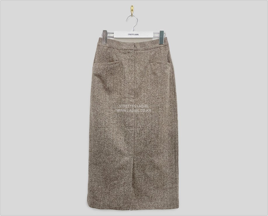 LAGIRL Herringbone Wool Slit Long Skirt | Pencil for Women | KOODING