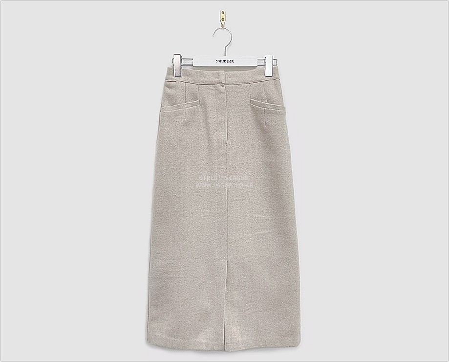 LAGIRL Herringbone Wool Slit Long Skirt | Pencil for Women | KOODING