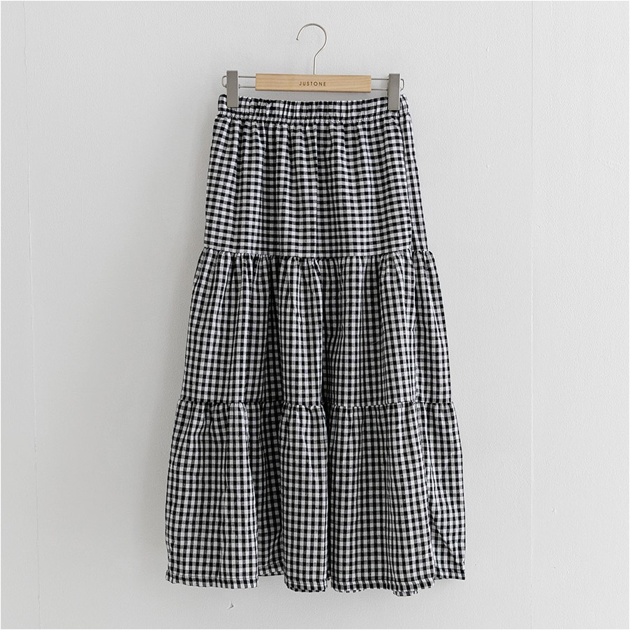 JUSTONE Be Me Little Check Can Elastic Skirt | Maxi for Women | KOODING
