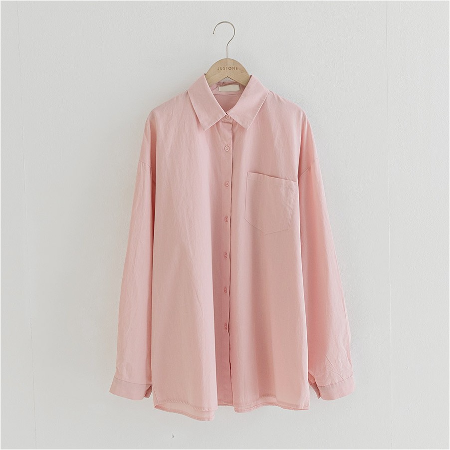 JUSTONE Okay Light Oversized Color Shirt | Collared Shirts for Women ...