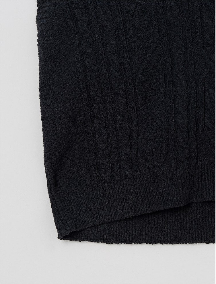 8seconds Cable Tissue Loose Fit Knit Vest Black | Vests for Women | KOODING