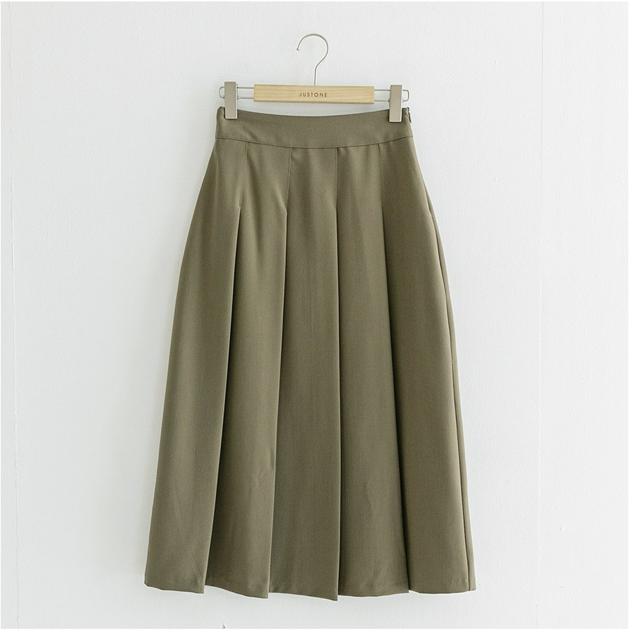 JUSTONE Trend Solid Moist Pleated Skirt | A-Line for Women | KOODING