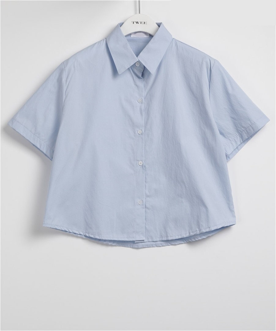 【KOOLOSET】Nylon Cooling Crop Short Sleeve Shirt TWEE Kein Cotton Crop Short Sleeve Shirt | Collared Shirts