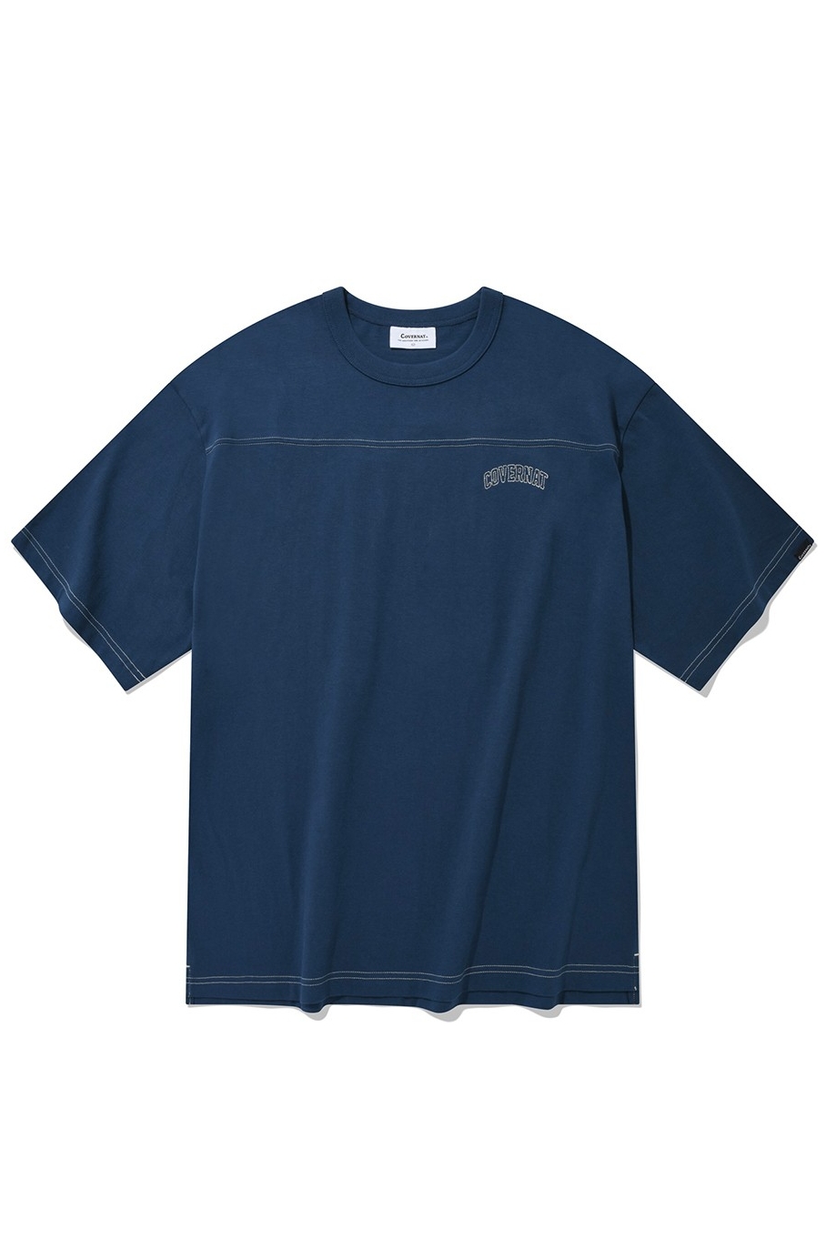 Covernat Unisex Small Arch Logo Football Tee Shirt Blue | Graphic Tees ...