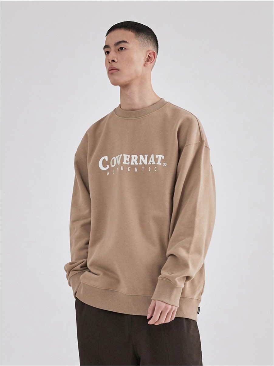 Covernat Unisex Authentic Logo Sweatshirt Beige Sweatshirts