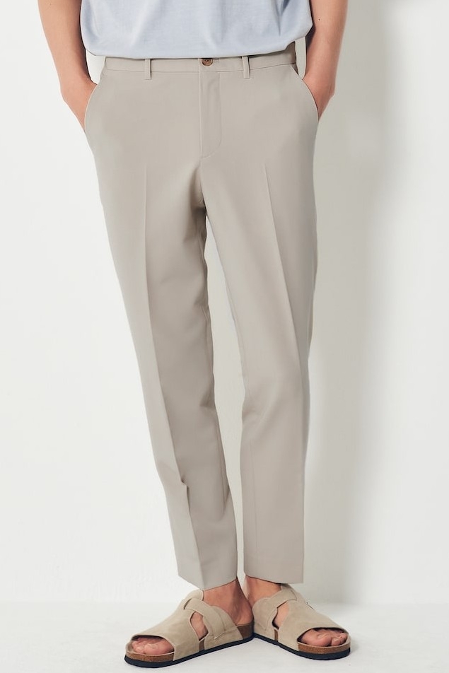 8seconds Basic Slim Fit Slacks Ivory | Dress Pants for Men | KOODING