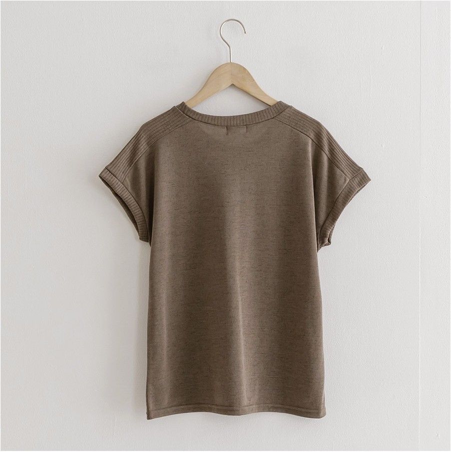 JUSTONE Wendy Linen Ribbed Coloration Drop Tee Shirt | Basic Tees for ...