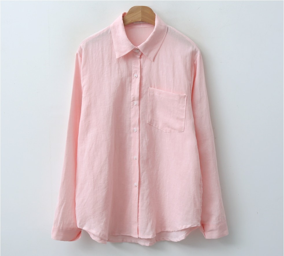 Envy Look Linen Pastel Shirt | Collared Shirts for Women | KOODING