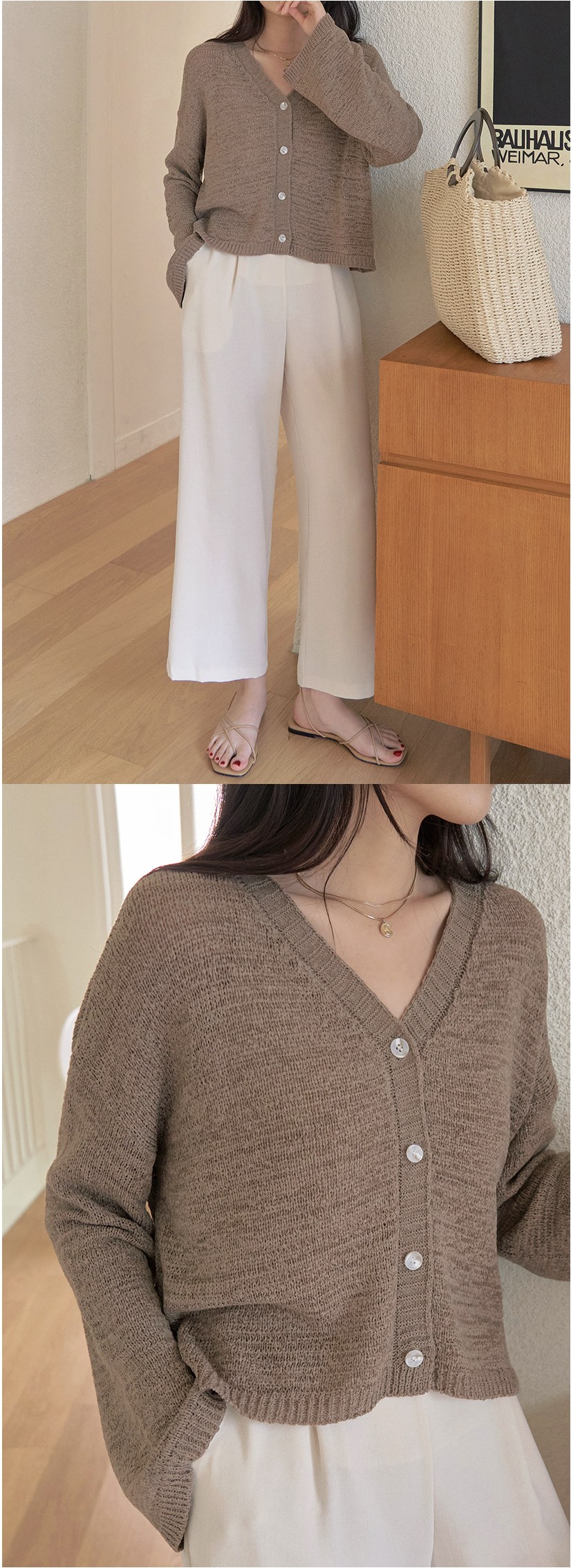 セール】【VIVIANO / ヴィヴィアーノ】2 tone Cropped Cardigan
