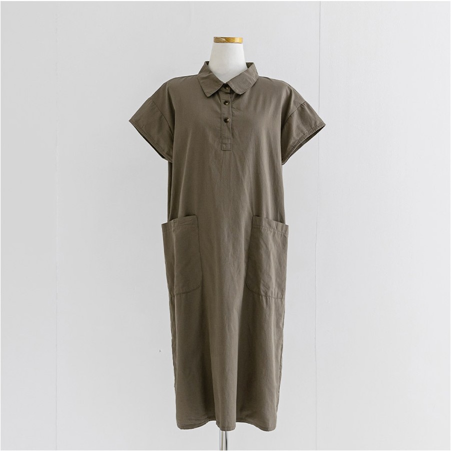 JUSTONE Hook Half Open Cap Sleeve Dress | Shirt Dresses for Women | KOODING