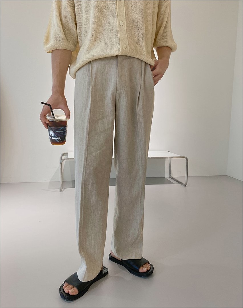 FLYDAY Dear One Tuck Linen Wide Pants | Chinos for Men | KOODING