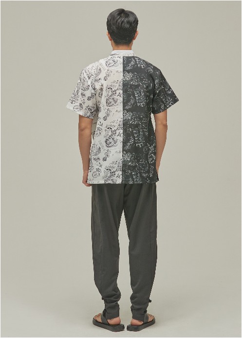 安い LEESLE White Black Shirt Sleeve Short Toile Folk Hanbok トップス
