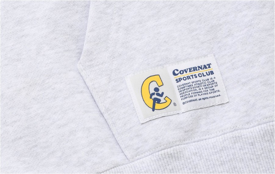 Covernat Unisex Sports Club Authentic Logo Hoodie Header Gray