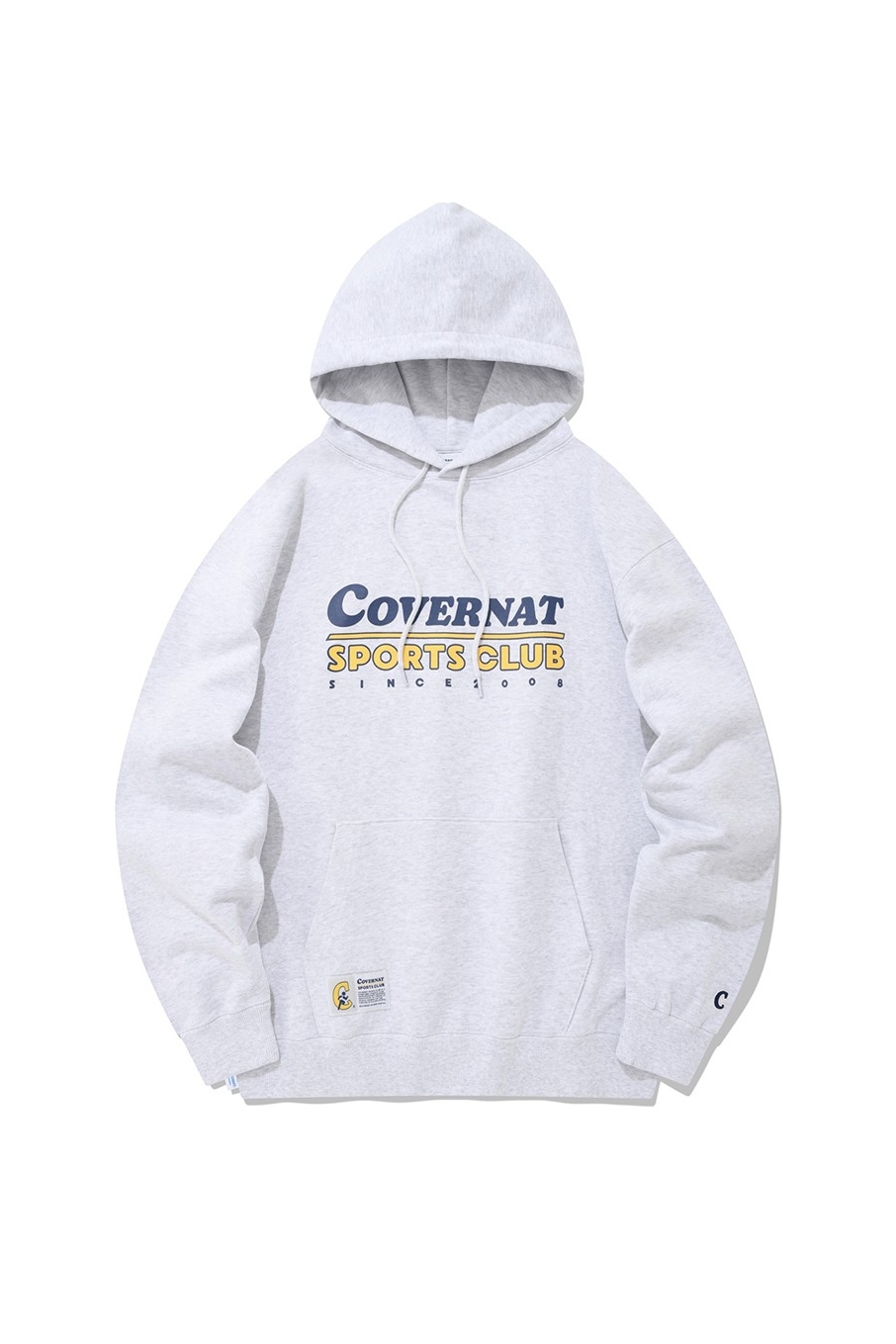 Covernat Unisex Sports Club Authentic Logo Hoodie Header Gray