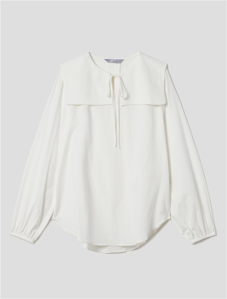 8seconds Sailor Collar Blouse White | Bell Sleeve for Women | KOODING