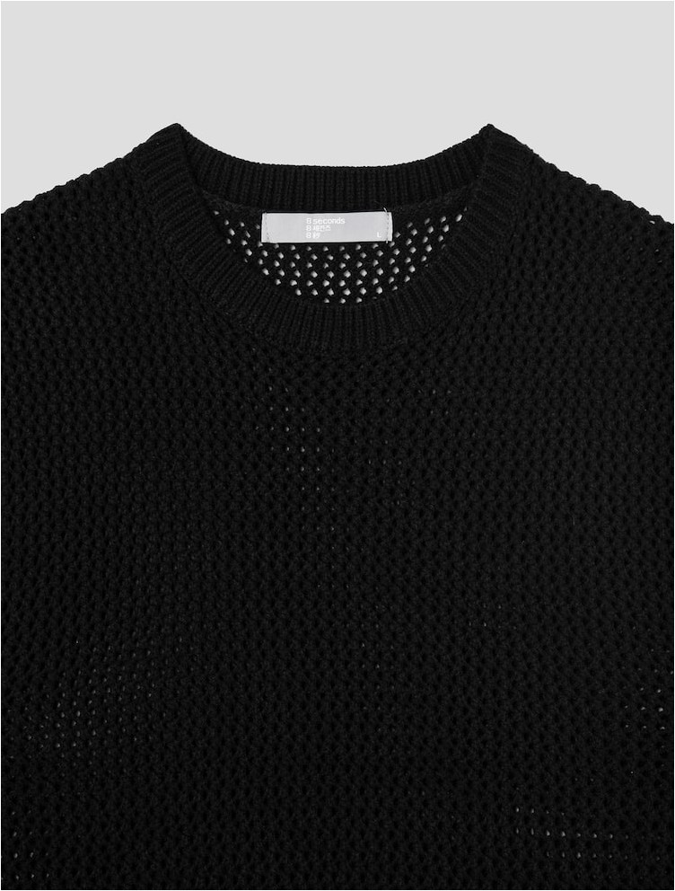 8seconds Net Knit Vest Black | Vests for Men | KOODING