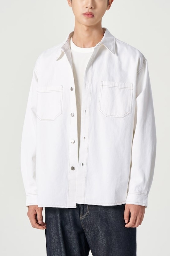 8seconds Cotton Oversized Shirt Jacket White | Casual Shirts for Men ...