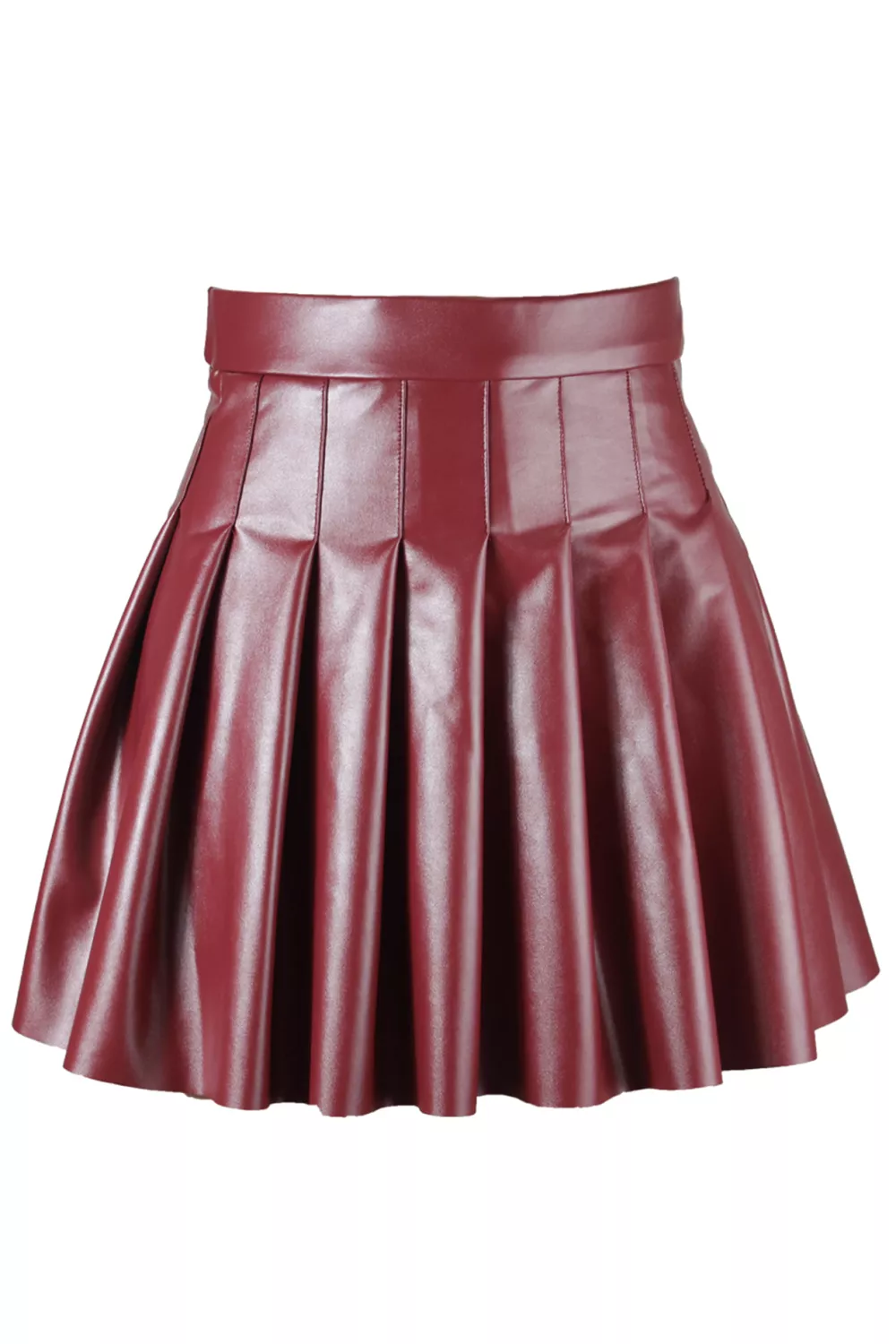 KAC Ladies Casual Fashion Pu Pleated Skirt | KOODING