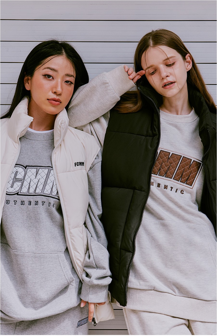 FCMM Unisex Oblique Glamping Sweatshirt Melange Gray