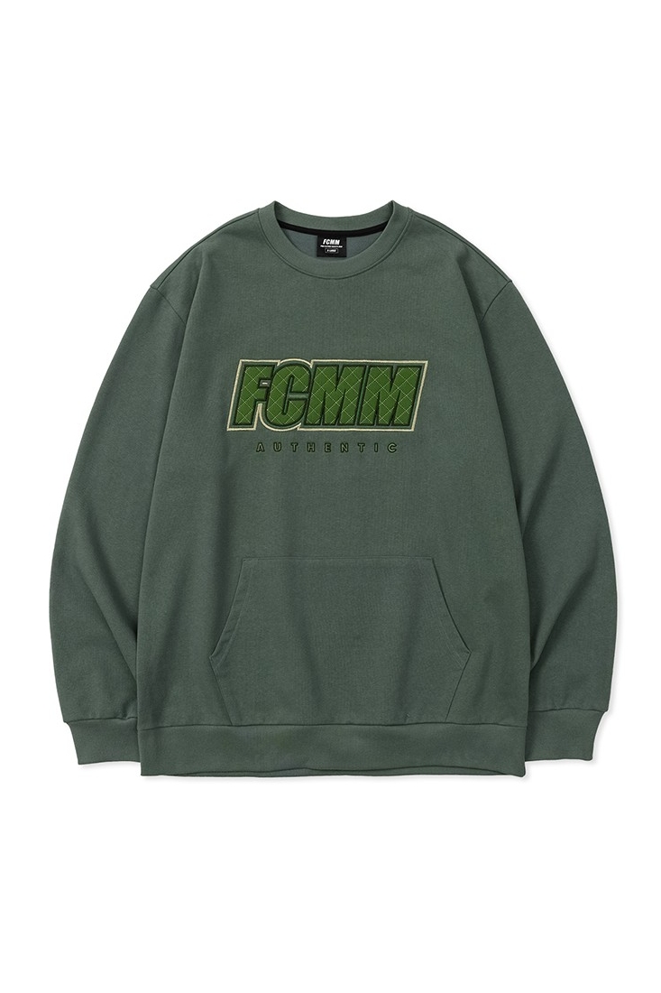 ★韓国の人気★【FCMM】★OBLIQUE GLAMPING SWEATSHIR.T★ FCMM Unisex Oblique Glamping Sweatshirt Olive Green