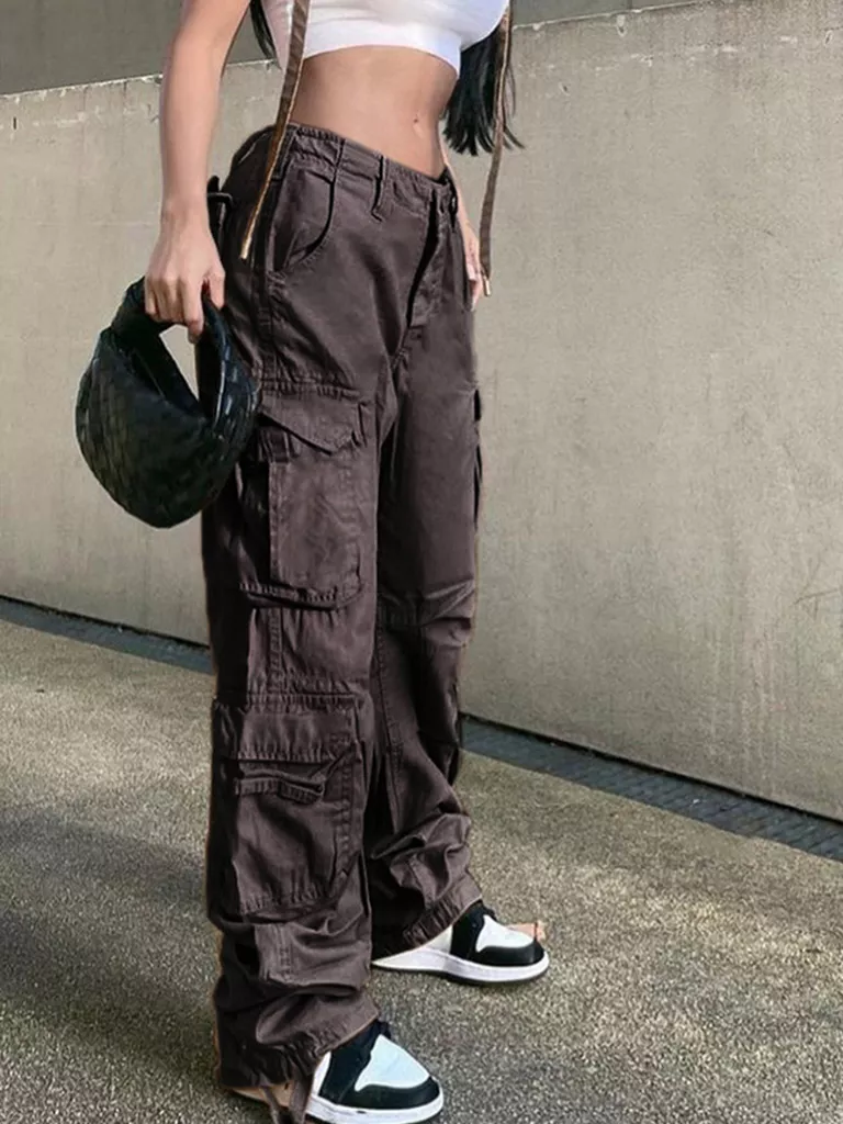 Cargo Pants Woman Relaxed Fit Baggy Clothes Pants High Waist Zipper Slim  Drawstring Waist With Pockets Loose Plus Size Ladies Pant Cargo Joggers  Pants