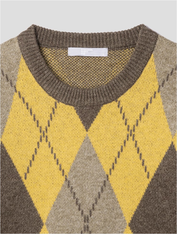 8seconds Argyle Knit Yellow | Crewneck for Men | KOODING 8seconds Argyle Knit Yellow | Crewneck for Men | KOODING