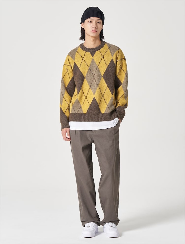 8seconds Argyle Knit Yellow | Crewneck for Men | KOODING 8seconds Argyle Knit Yellow | Crewneck for Men | KOODING