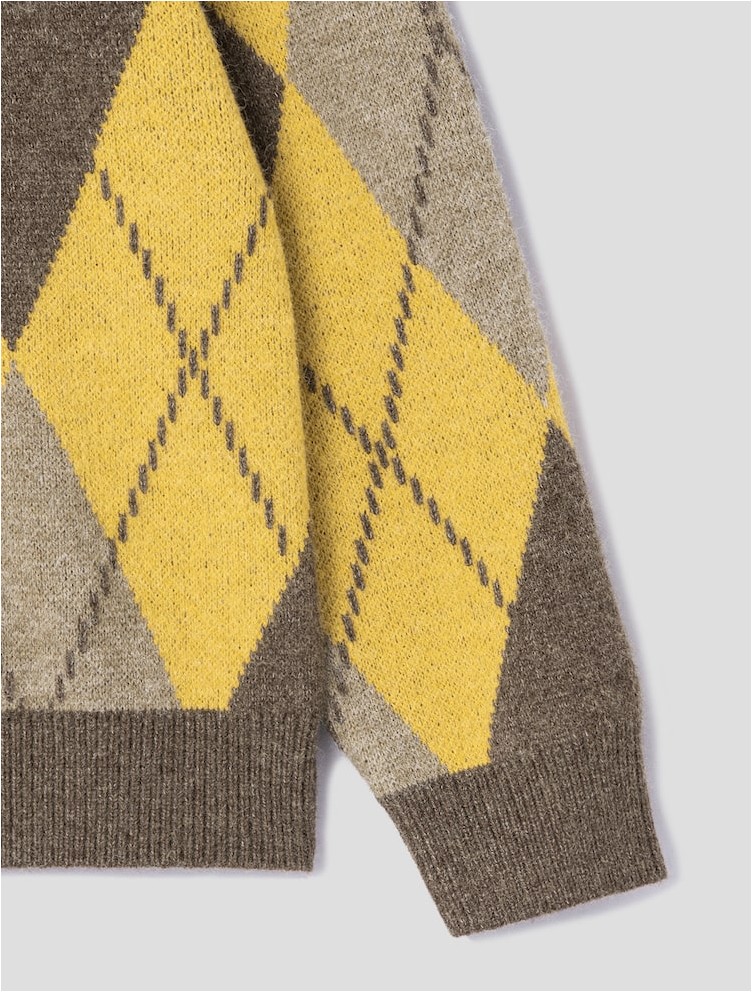 8seconds Argyle Knit Yellow | Crewneck for Men | KOODING 8seconds Argyle Knit Yellow | Crewneck for Men | KOODING