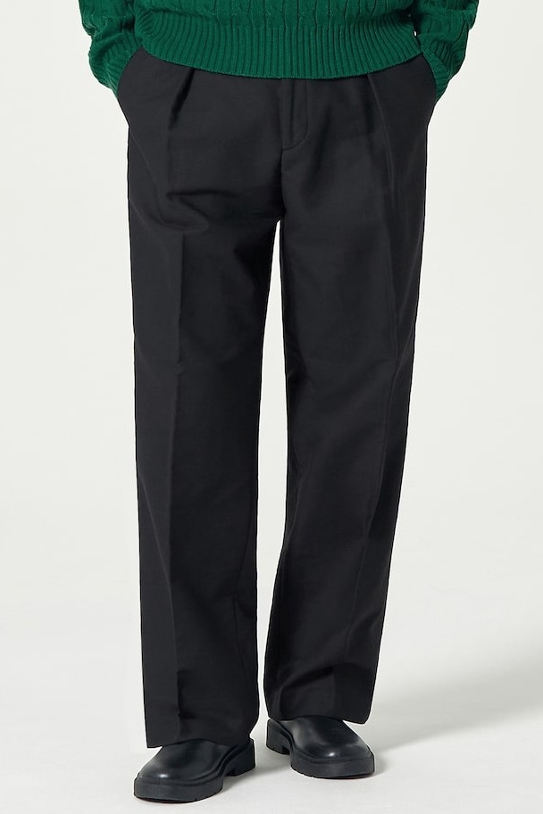 【KOOLOSET】Solid Multi Tuck Cotton Balloon Pants 8seconds Cotton Modal Tuck Wide Pants Black | Chinos for Men