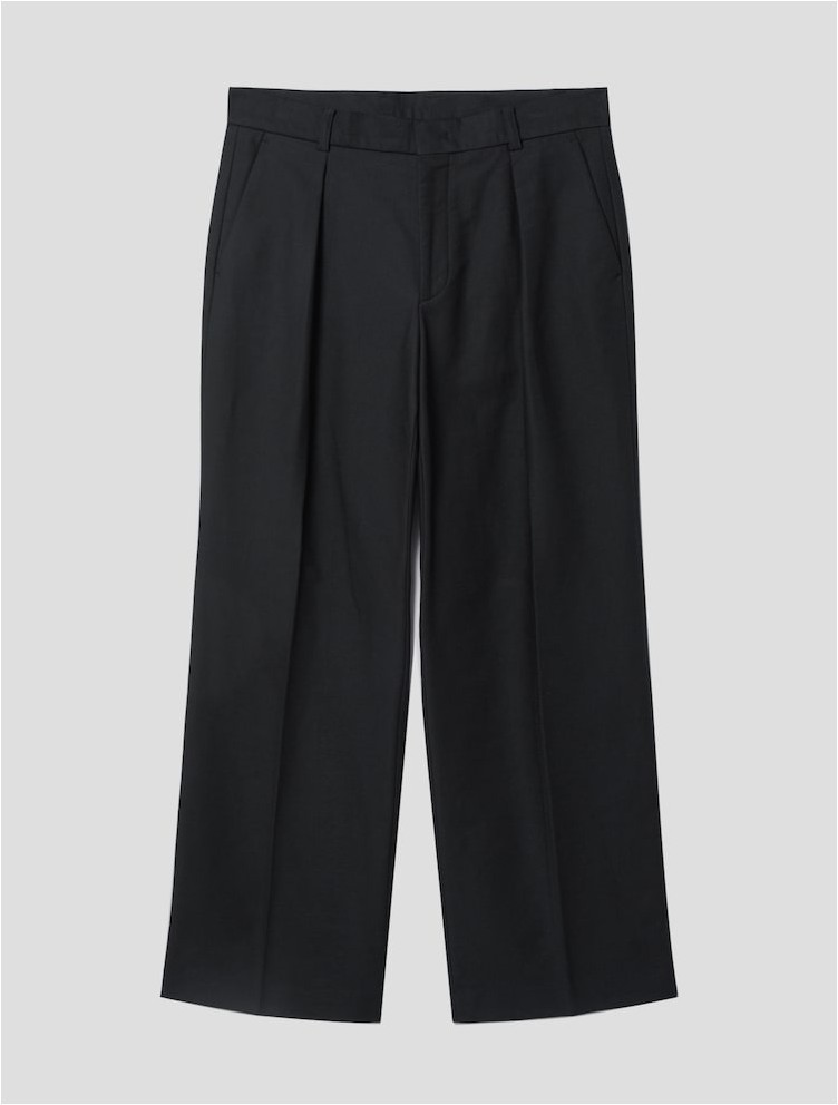 8seconds Cotton Modal Tuck Wide Pants Black | Chinos for Men
