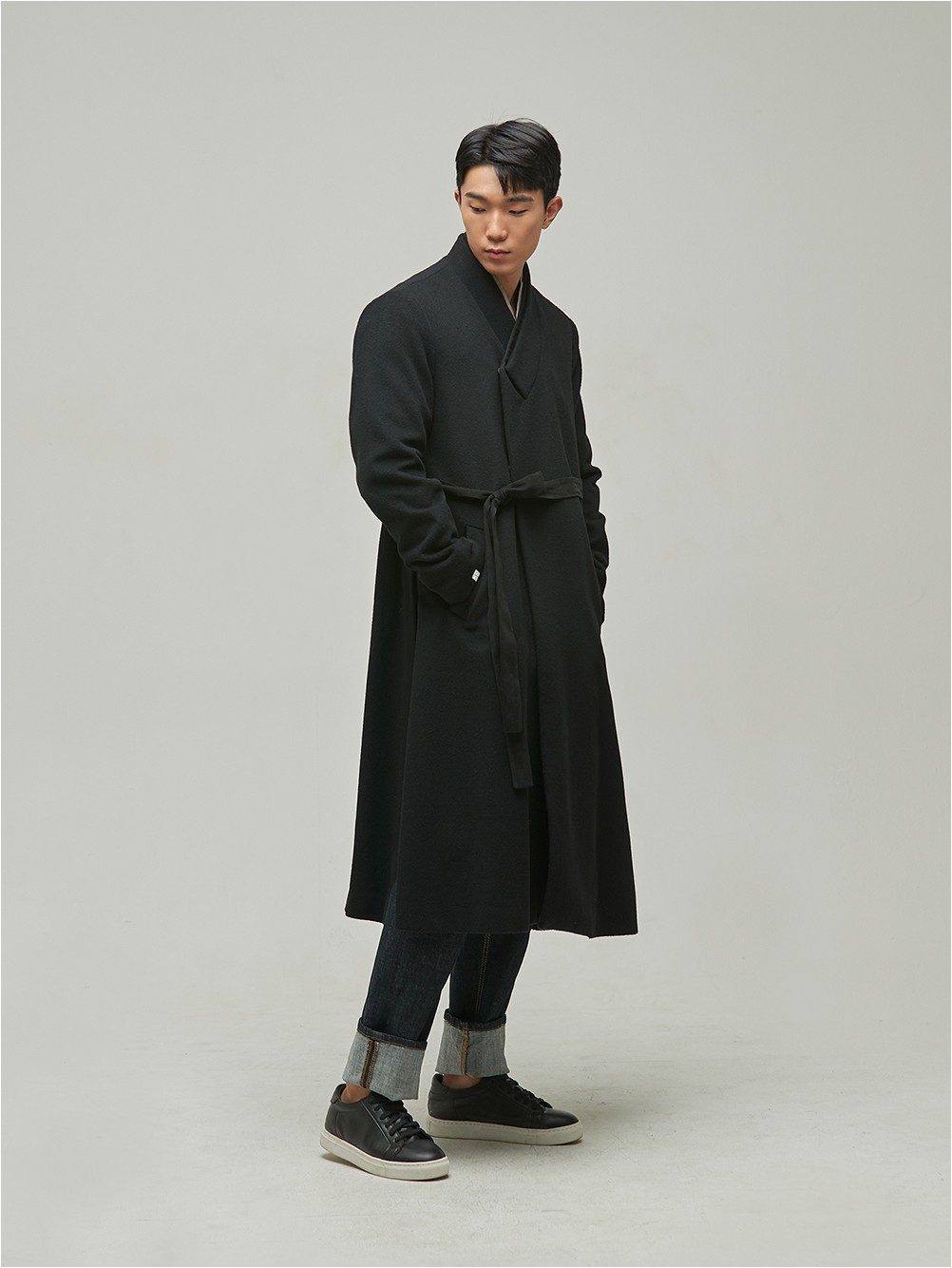 LEESLE Hanbok Cashmere Maxi Coat II Black | Outerwear for Men | KOODING