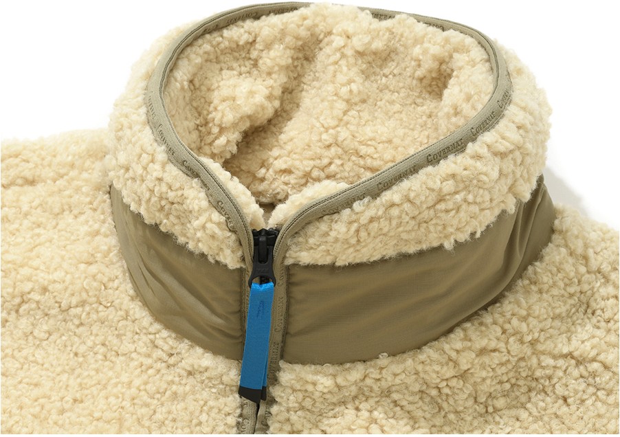 フリースジャケット COVERNAT Yeti fleece warm-up jacket ivory CO2103JK10IV Covernat Unisex Yeti Fleeced Zipup Jacket Ivory | Fur & Faux