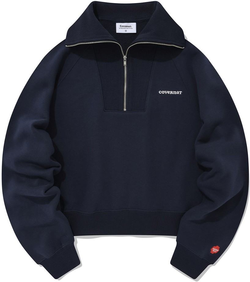[COVERNAT]★韓国人気★Arch Logo Half Zip Up Sweatshirt Arch Logo Half Zip-Up Crewneck Black - Covernat | 60