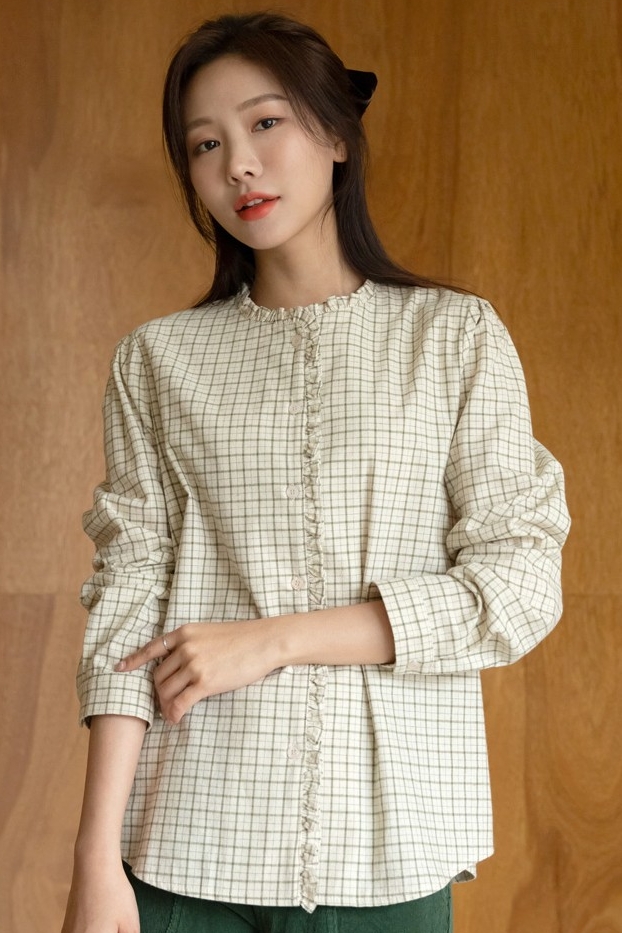 Coco Fleeced Check Frill Blouse