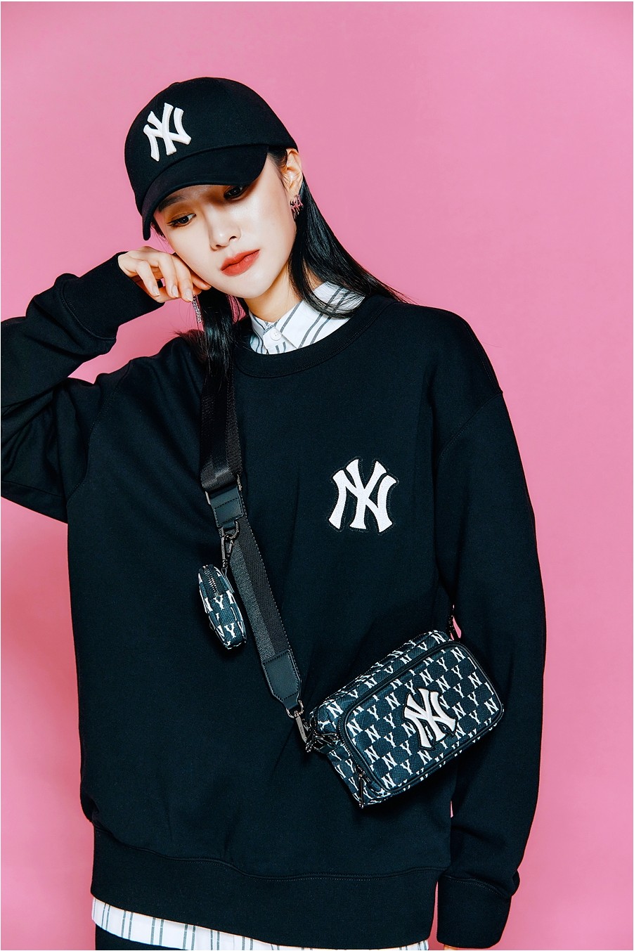 MLB Korea Monogram Unisex Street Style Crossbody Bag