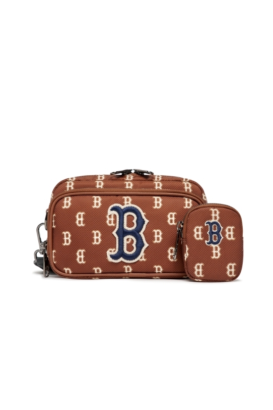 MLB Monogram Mini Cross Bag Boston Redsox Brown