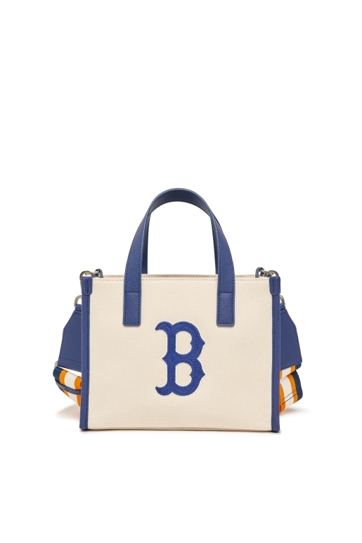 MLB Basic Canvas Vertical Tote Bag Boston Redsox Cream