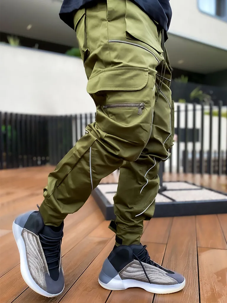 KAC Men's Trendy Loose Straight Multi-pocket Cargo Pants | KOODING