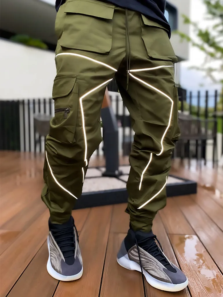 KAC Men's Trendy Loose Straight Multi-pocket Cargo Pants | KOODING