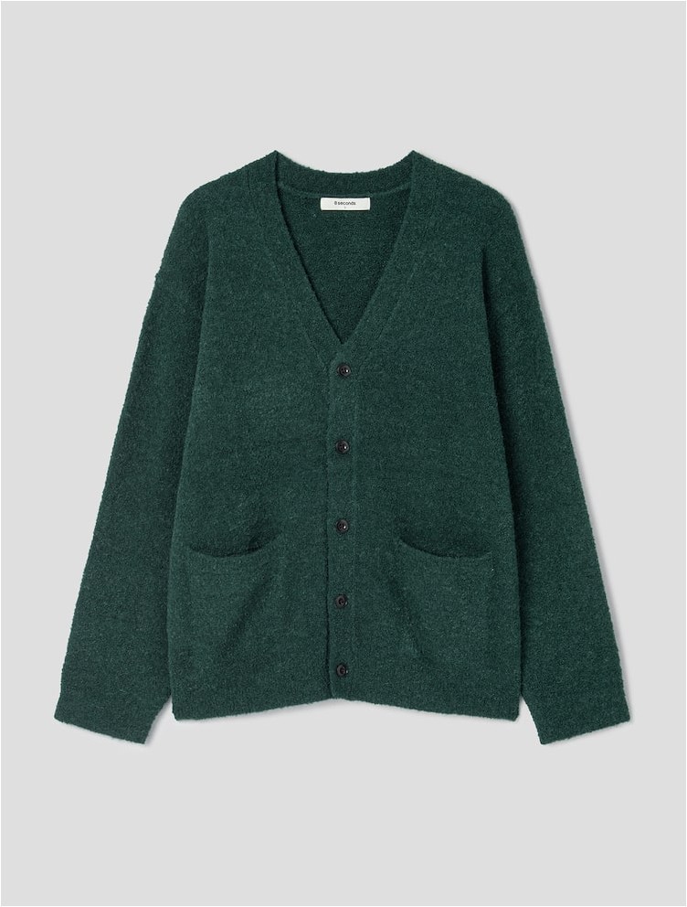 8seconds Hairy Boucle Cardigan Green | Cardigans for Men | KOODING