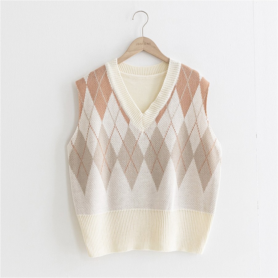 JUSTONE Becon Argyle Knit Vest, Vests for Women